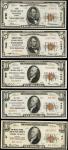 Lot of (11) 1929 $5, $10 & $20 National Bank Notes. Various Charters. About Uncirculated and Better.
