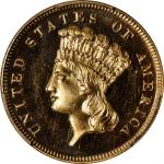 1882 Three-Dollar Gold Piece. JD-1, the only known dies. Rarity-5. Proof-65 Cameo (PCGS).