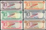 Bahamas Monetary Authority, specimen £1/2, $1, $3, $5, $10, $50, (Pick 26s-32s, TBB B201-B207s), unc