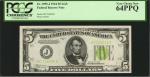 Fr. 1955-J. 1934 $5  Federal Reserve Note. Kansas City. PCGS Currency Very Choice New 64 PPQ.