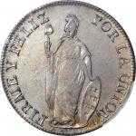 PERU. North Peru. 8 Reales, 1839-LM MB. Lima Mint. PCGS AU-58 Gold Shield.