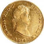 MEXICO. 8 Escudos, 1814-Mo JJ. Mexico City Mint. Ferdinand VII. PCGS Genuine--Cleaned, AU Details.