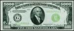 Fr. 2221-G. 1934 $5000 Federal Reserve Note. Chicago. PMG About Uncirculated 55 Net. Discoloration.