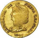COLOMBIA. 1841/0-RU/B 16 Pesos. Popayán mint. Restrepo M212.9. VF-30 (PCGS).