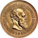 RUSSIA. 5 Rubles, 1887-AT. St. Petersburg Mint. Alexander III. NGC MS-66.