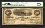 COLOMBIA. Banco de Colombia. 20 Pesos. July 20, 1876. P-S386. PMG Very Fine 25.