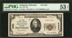 Arlington, Nebraska. $20 1929 Ty. 1. Fr. 1802-1. The First NB. Charter #4583. PMG About Uncirculated
