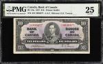 CANADA. Bank of Canada. 10 Dollars, 1937. BC-24a. PMG Very Fine 25.