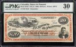 COLOMBIA. Banco de Panama. 20 Pesos, ND (ca. 1869). P-S724r. Remainder. PMG Very Fine 30.