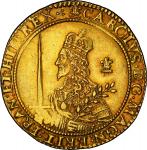 GREAT BRITAIN. Triple Unite, 1643. Oxford Mint; mm: Banded Plumes. Charles I. PCGS AU-55.