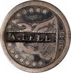 A. BELL in a serrated box punch on an 1841 Seated dime. Brunk B-512, Rulau-Unlisted. Host coin Fine.