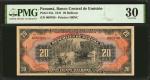1941年巴拿马中央银行20巴尔博阿斯 PMG VF 30 PANAMA. Banco Central de Emision. 20 Balboas, 1941. P-25a.