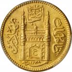 1929年印度海得拉巴Ashrafi。 INDIA. Hyderabad. Ashrafi, AH 1348 Year 19 (1929). PCGS MS-65 Gold Shield.