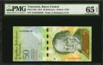 VENEZUELA. Banco Central de Venezuela. 50 Bolívares, 2015. P-92k. PMG Gem Uncirculated 65 EPQ.