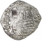 Potosi, Bolivia, cob 8 reales, 1620 T, retrograde mintmark "q", quadrants of cross transposed, Grade
