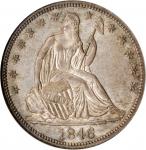 1846 Liberty Seated Half Dollar. WB-12. Rarity-3. Tall Date. Repunched Date. MS-64 (NGC). CAC.