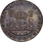 1757 LM-JM年秘鲁双柱地球壹圆银币。利马造币厂。MEXICO. 8 Reales, 1757-LM JM. Lima Mint. Ferdinand VI. PCGS AU-53.