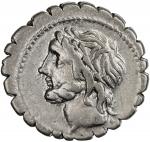 Ancients. ROMAN REPUBLIC: L. Cornelius Scipio Asiaticus, 106 BC, AR denarius serratus (3.92g), Rome,