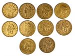Lot of (10) 1873-S Liberty Head Double Eagles. VF-AU (Uncertified).