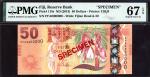 x Reserve Bank of Fiji, specimen 50 dollars, ND (2013), serial number FFA0000000, (Pick 118s, TBB B5